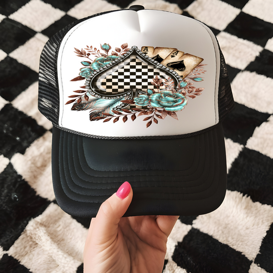 Western Spade with Turq Trucker Hat Transfer - F2