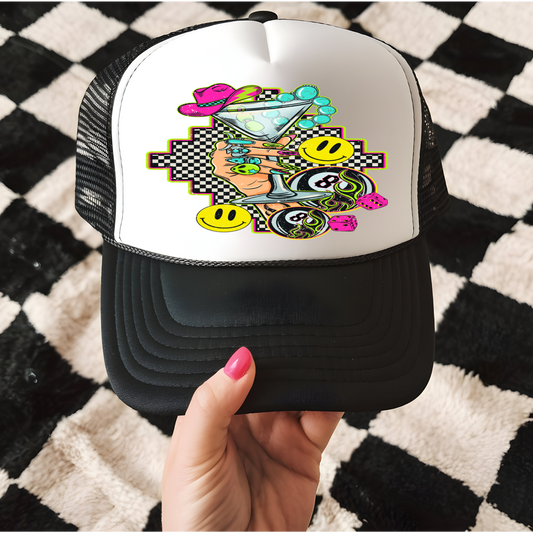 Western Martini Glass Trucker Hat Transfers - F2