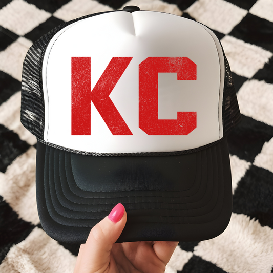 Red KC Trucker Hat Transfer - F3