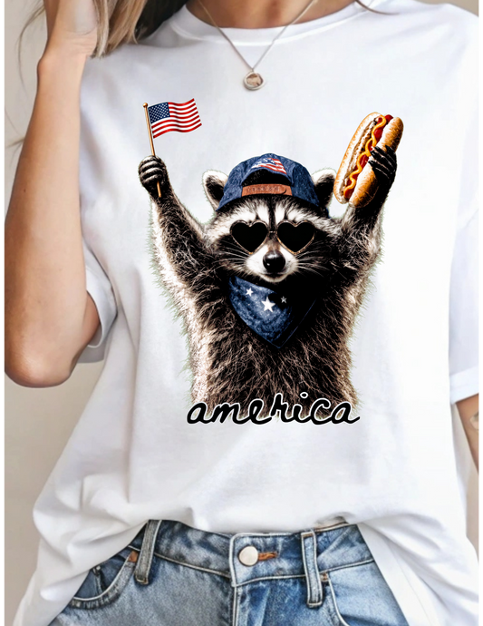 America Racoon with Hot Dog - B12