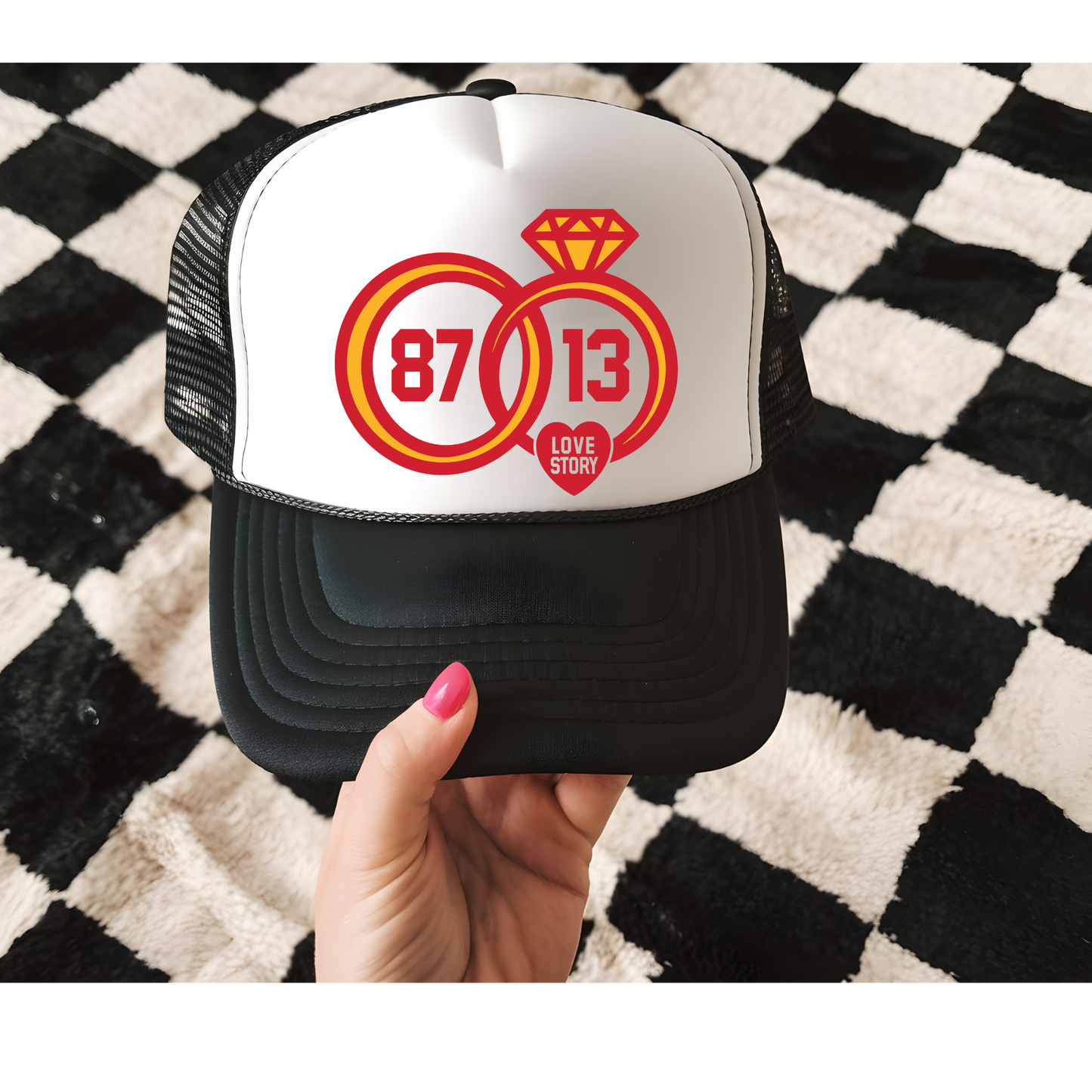 87 and 13 Trucker Hat Transfer - F4