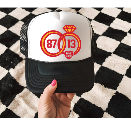 87 and 13 Trucker Hat Transfer - F4