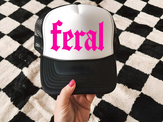 Pink Feral Trucker Hat Transfer - G3