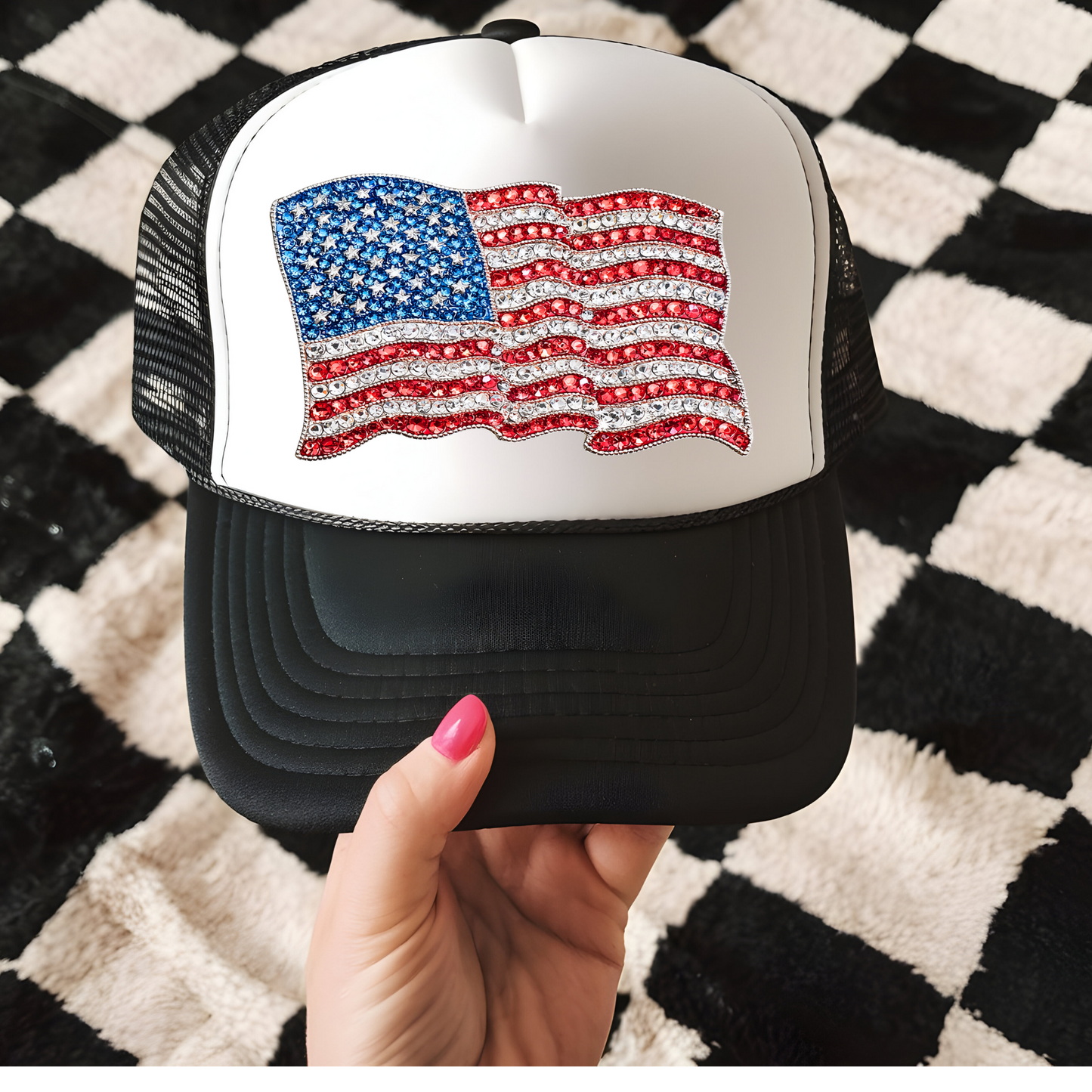 Jeweled Flag Hat Transfer - T6