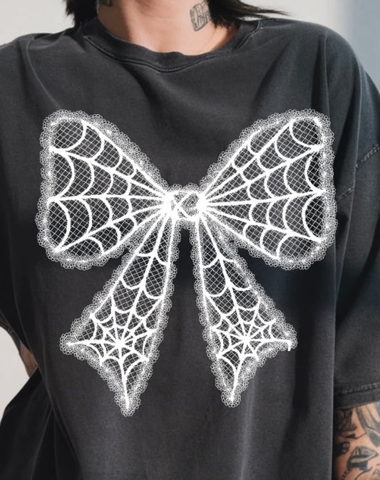 White Spider Web Bow - F14