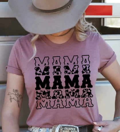 Stacked MAMA Cow Print - B4