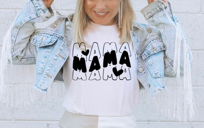 Mama Bubble Letters Stacked - H10