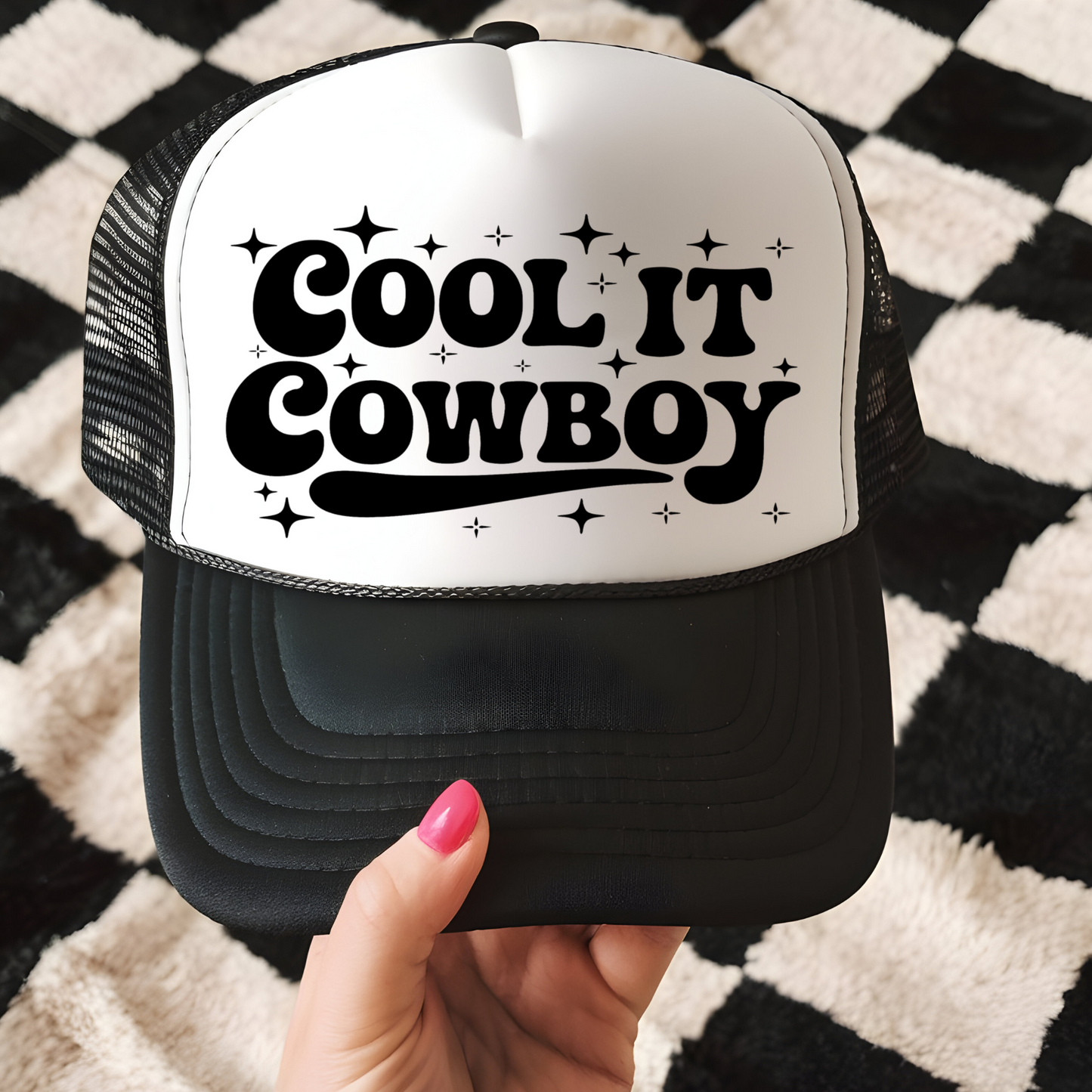 Cool It Cowboy Trucker Hat Print - F8
