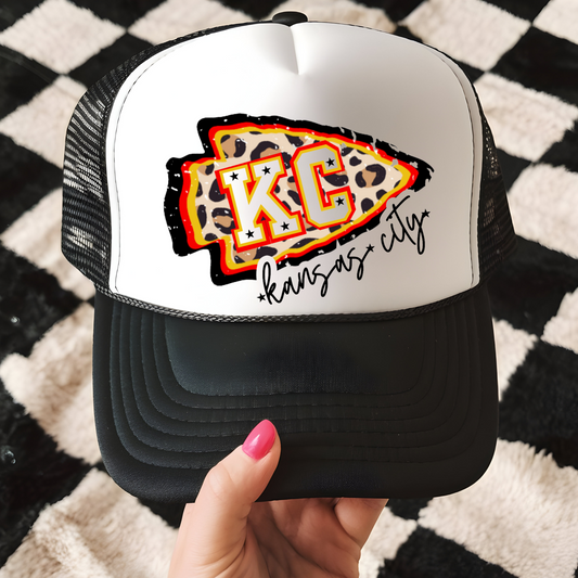 KC Leopard Arrowhead Trucker Hat Transfer - G8