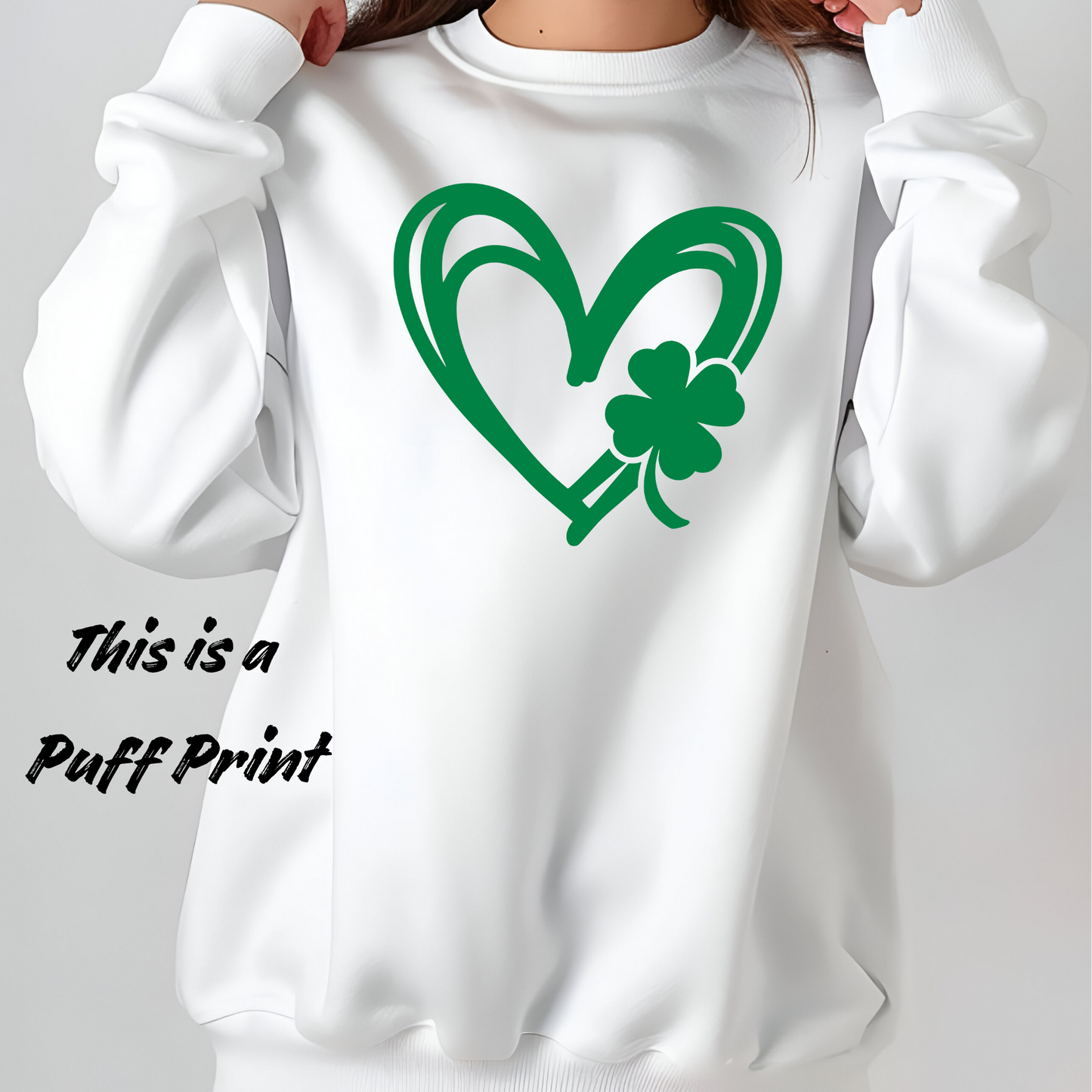 Shamrock with Heart Puff Print