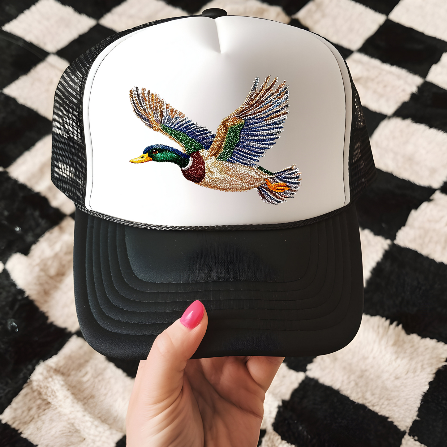 Rhinestone Duck Trucker Hat Transfer - F5