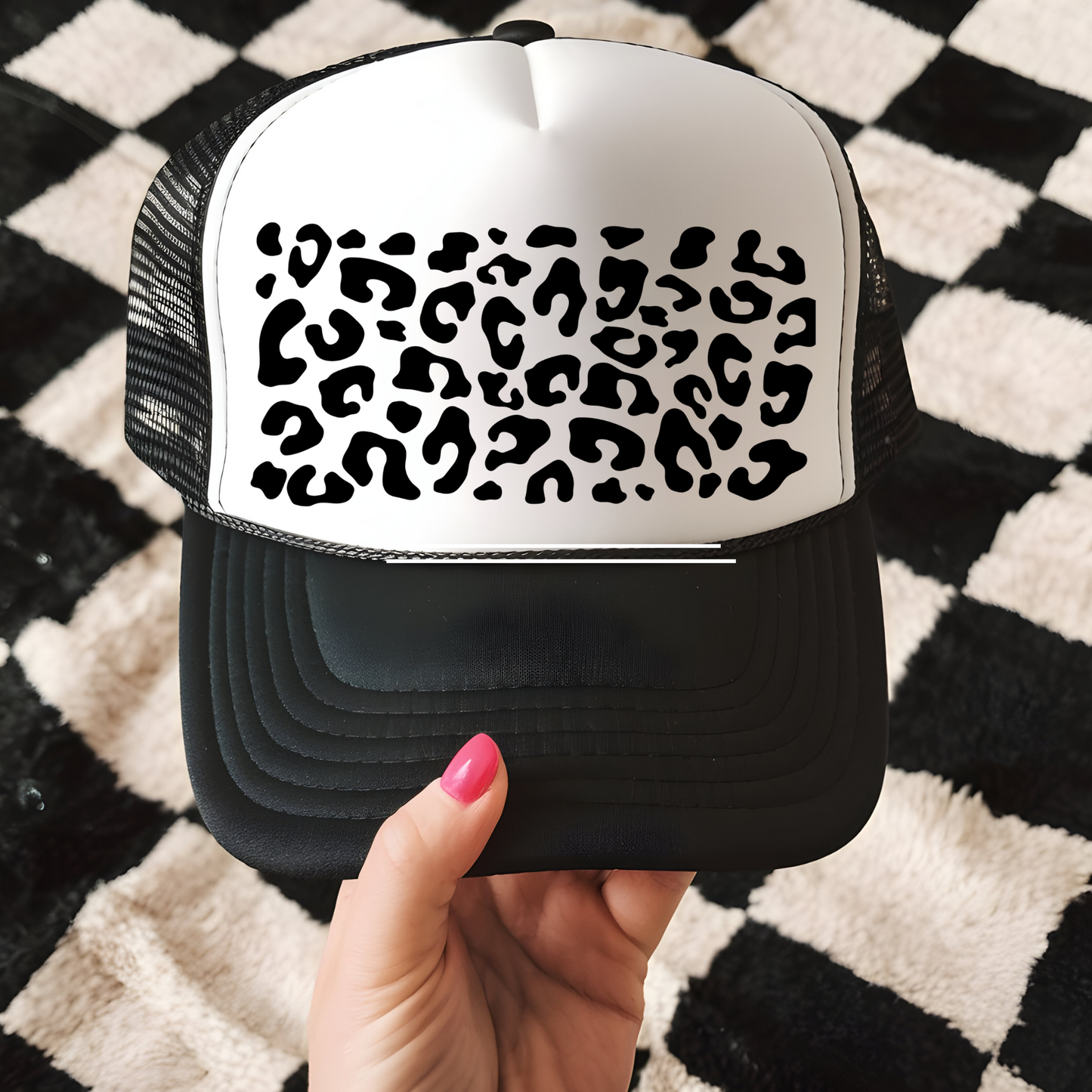 Leopard Backing Trucker Hat Transfer - F1