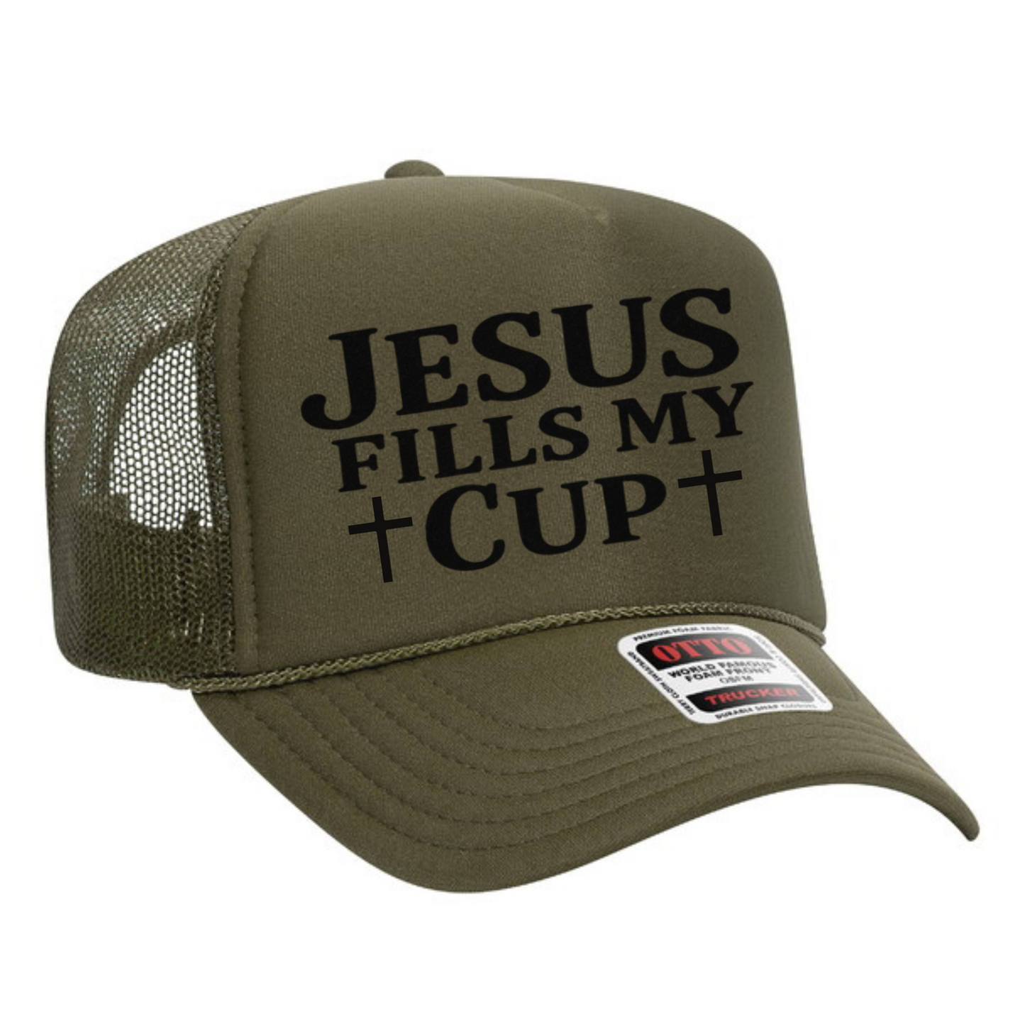 Jesus Fills My Cup Trucker Hat Transfer - F1