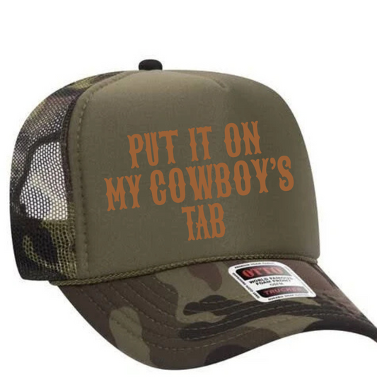Put it on my Cowboys Tab (Brown) Trucker Hat Transfer - G14