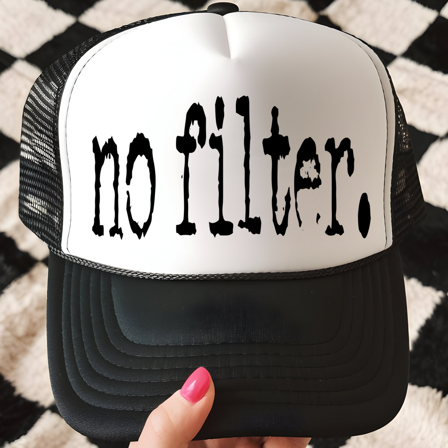 No Filter Trucker Hat Print - F5