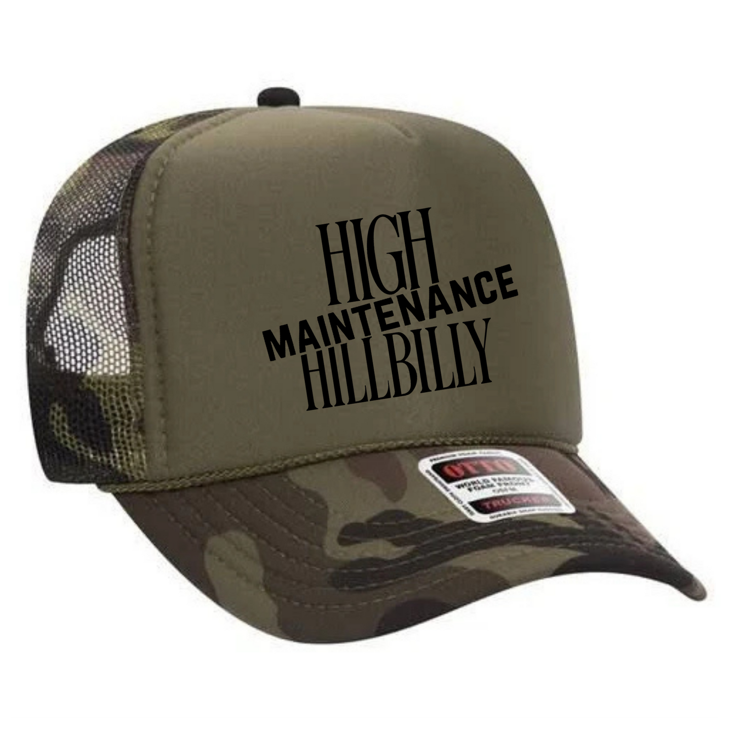 High Maintenance Hillbilly Trucker Hat Transfer - T1