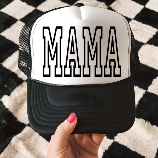 MAMA Varsity Lettering Trucker Hat Transfer - T1