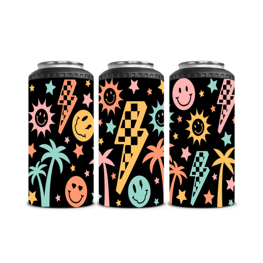 Smileys and Lightening Bolt Can Cooler
