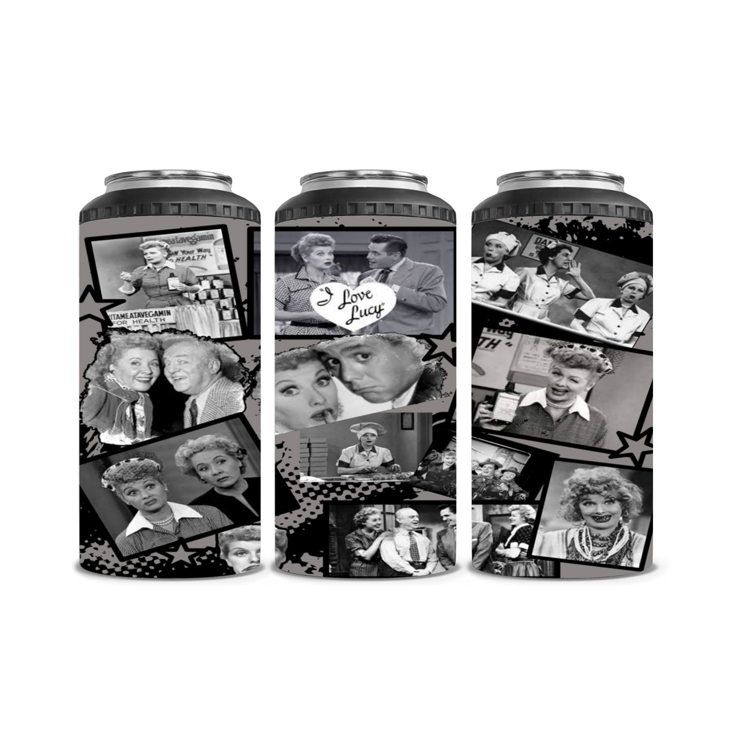 I Love Lucy B&W Can Cooler