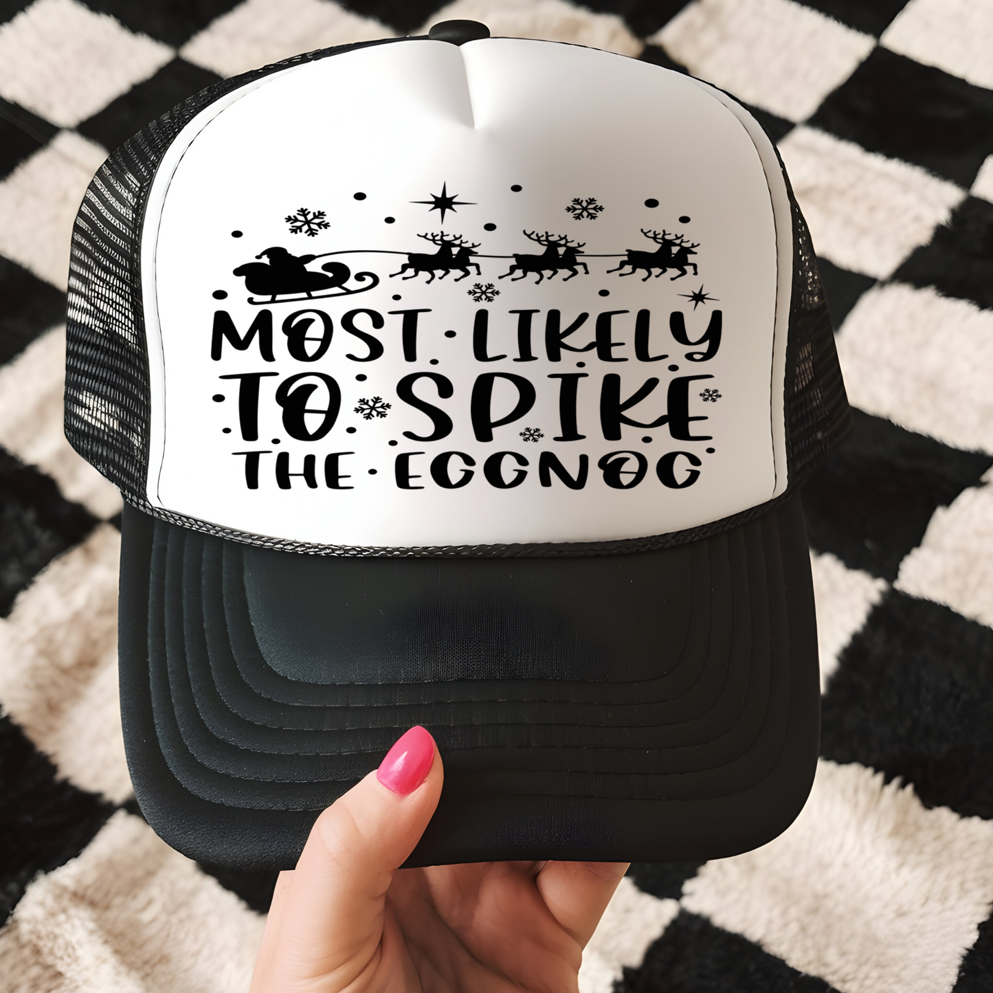 Spike the Eggnog Trucker Hat Transfer - G15