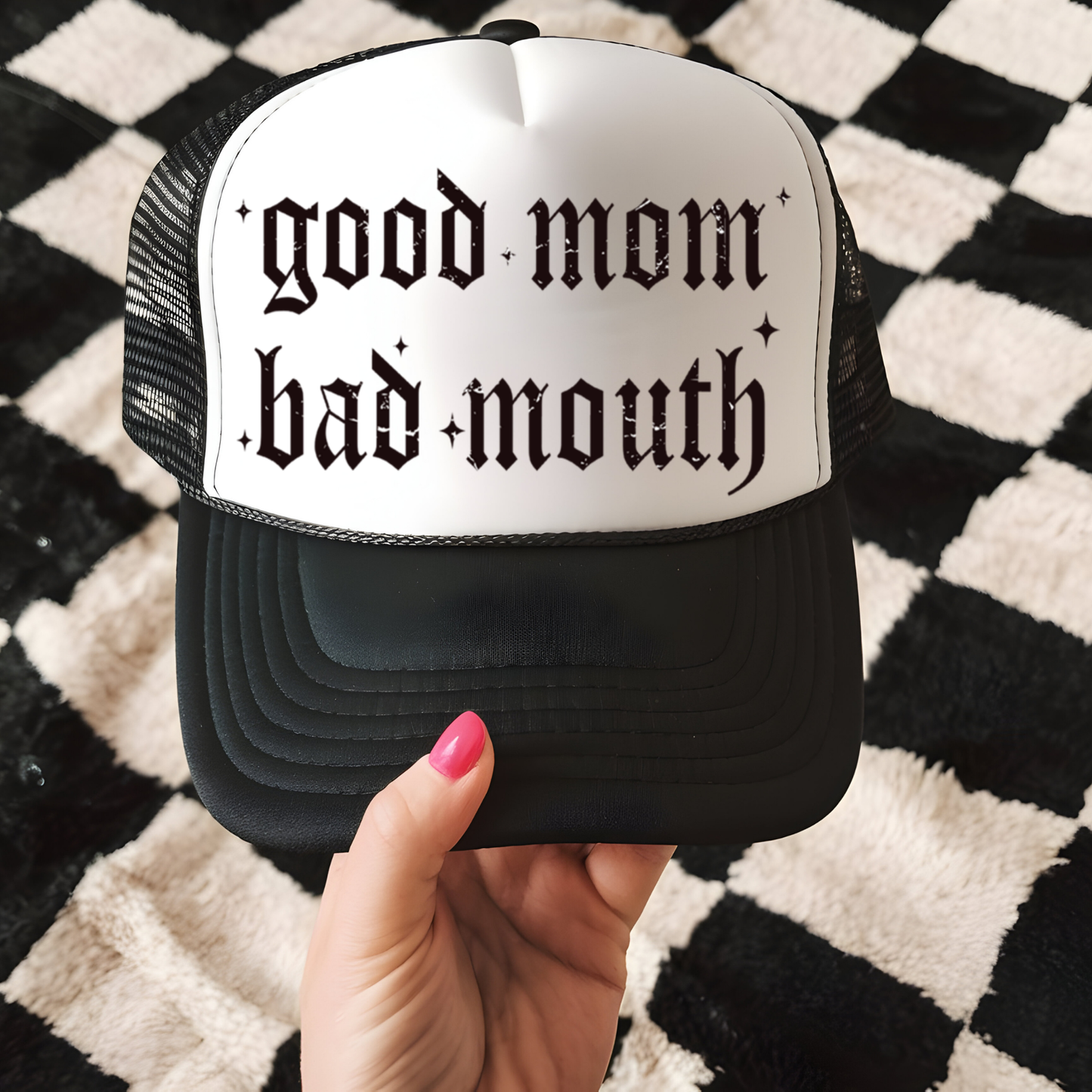 Good Mom Bad Mouth Hat Transfer - F6