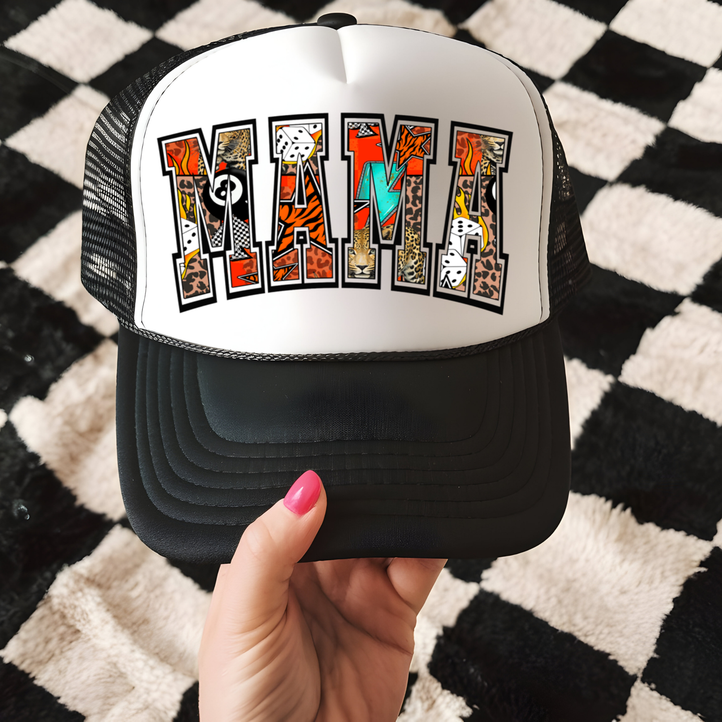 Mama Western Collage Hat Transfer - F6