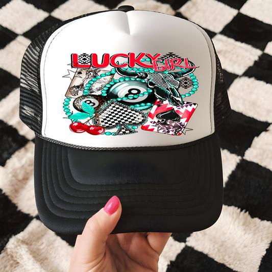 Lucky Girl Trucker Hat Print - G4