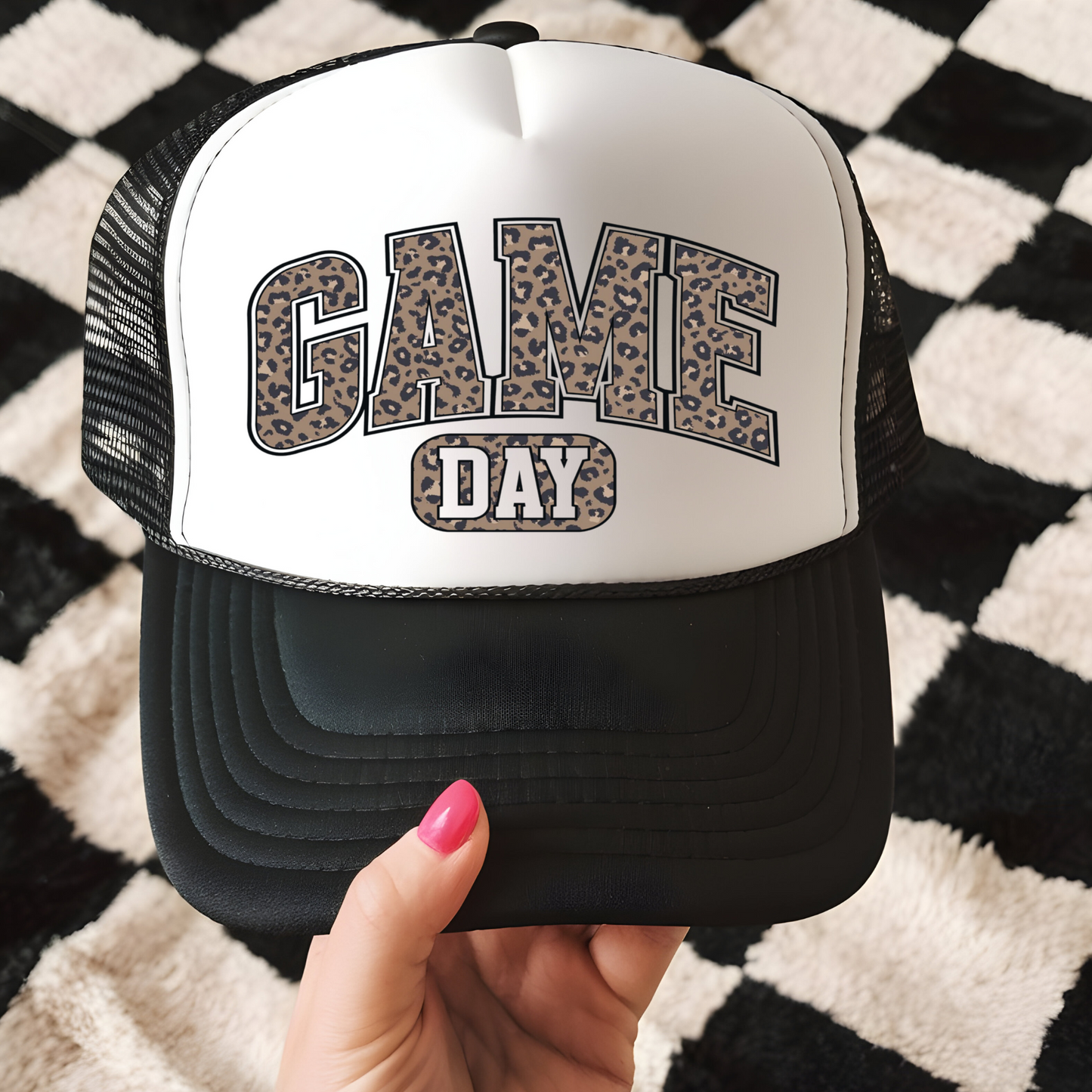 Game Day Leopard Trucker Hat Print - F8