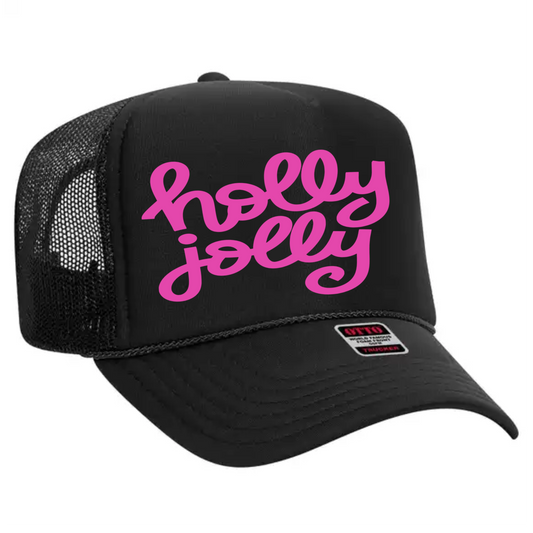 Holly Jolly Pink Trucker Hat Print - G12