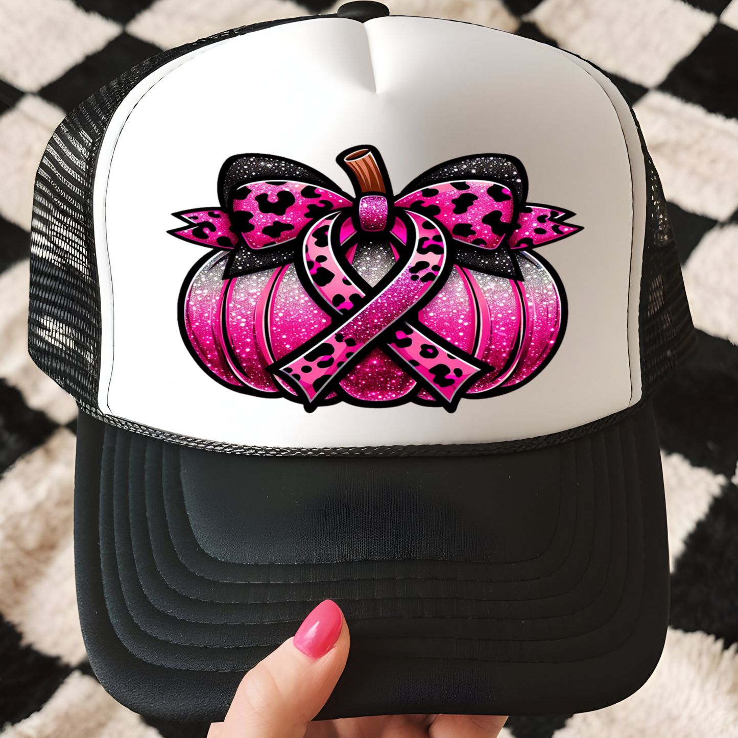 Breast Cancer Awareness Pumpkin Trucker Hat Print - F9