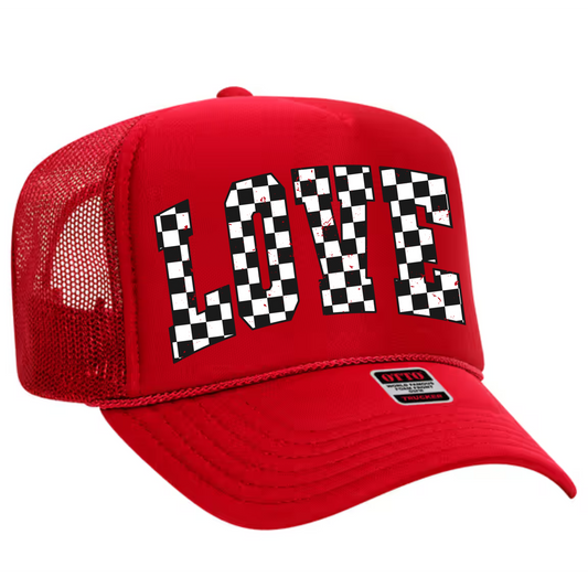 Checkered Love Trucker Hat Transfer - G20