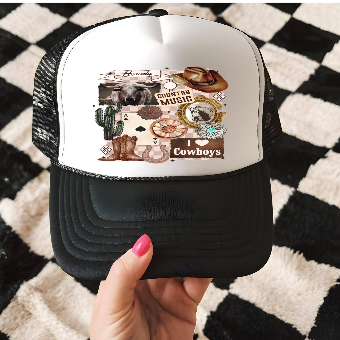 I Love Cowboys Trucker Hat Transfer - G22