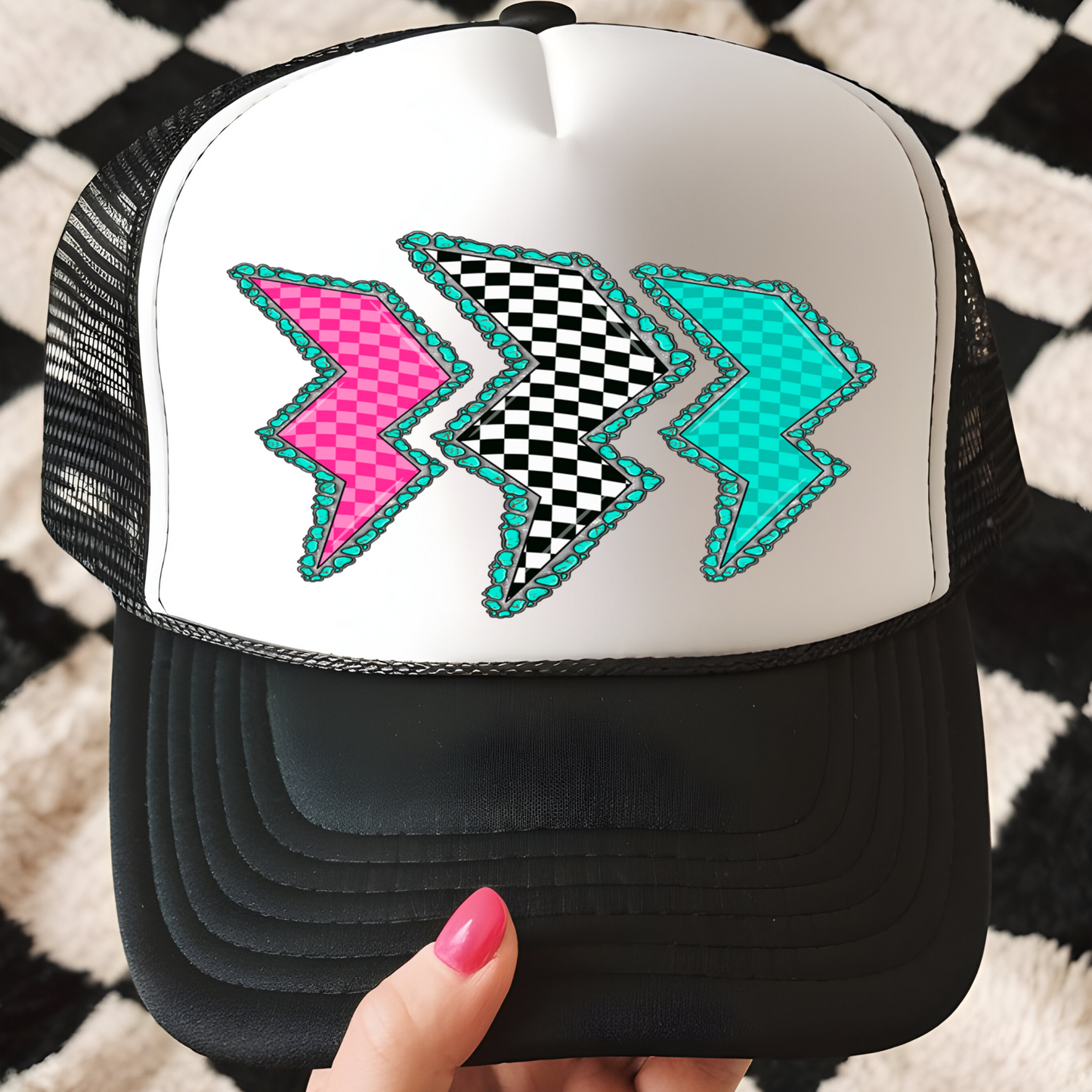Lightening Bolts Trucker Hat Print - F7