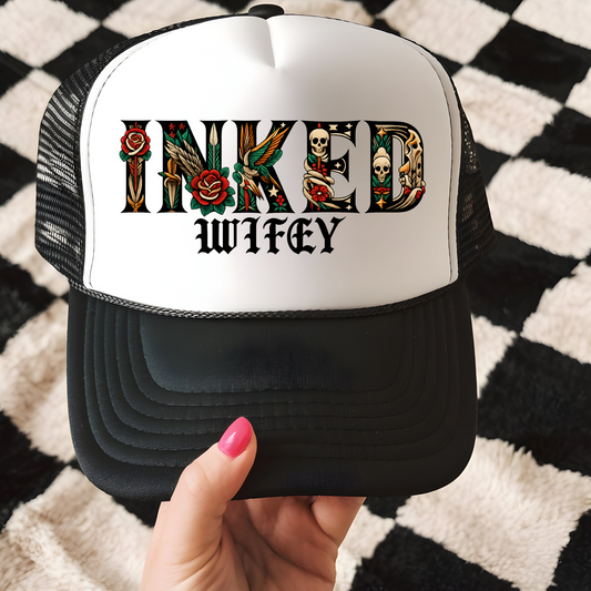 Inked Wifey Trucker Hat Print - F6