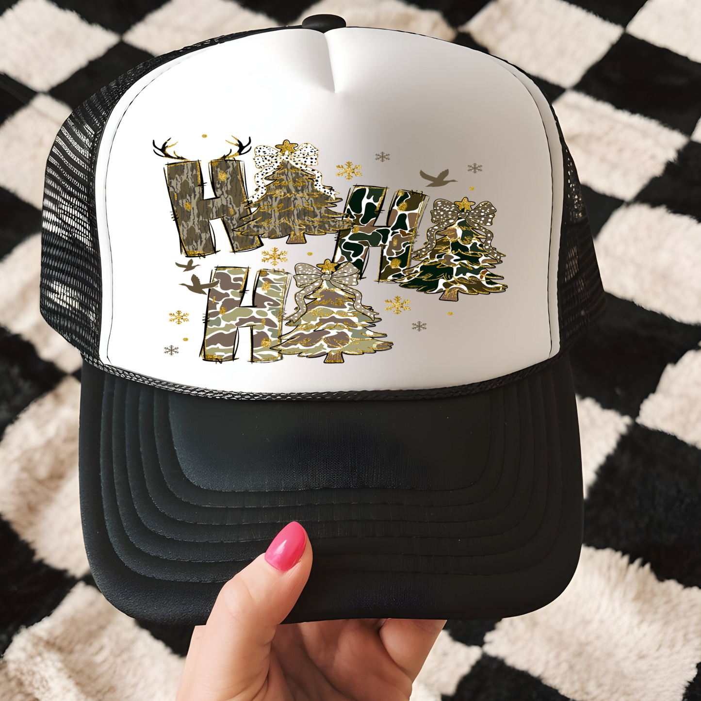 Camo Ho Ho Ho Trucker Hat Transfer - G20