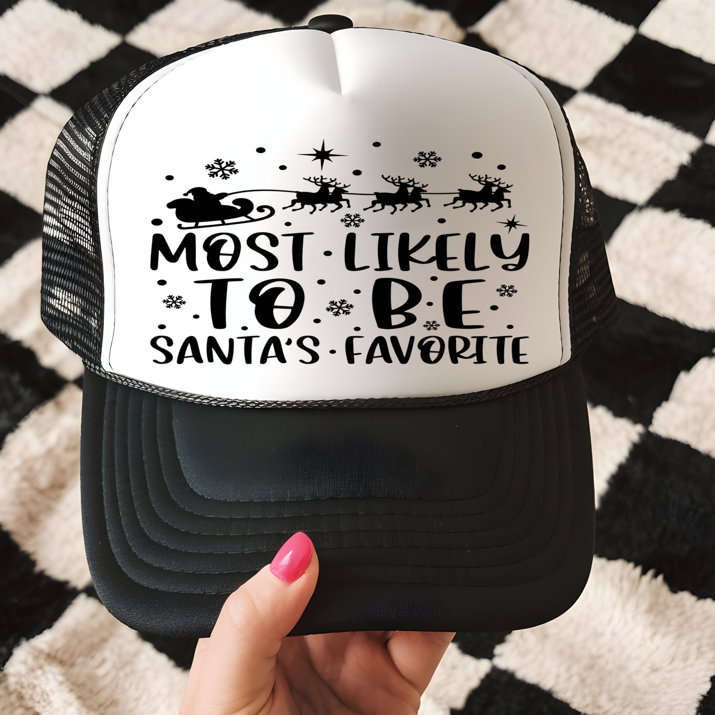 Most Likely to be Santa's Favorite Trucker Hat Transfer - G22