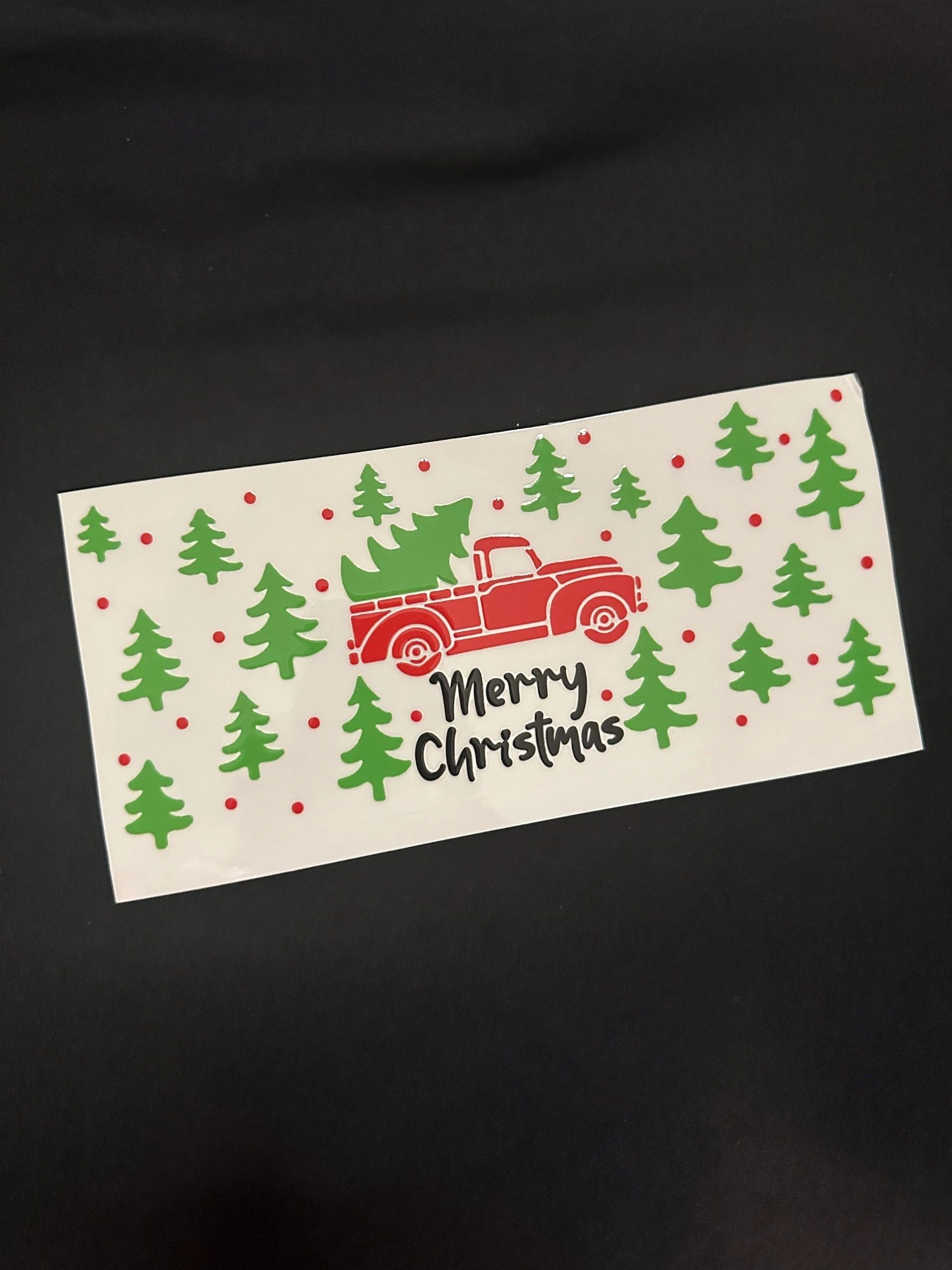 Merry Christmas Truck UV DTF Cup Wrap - C13